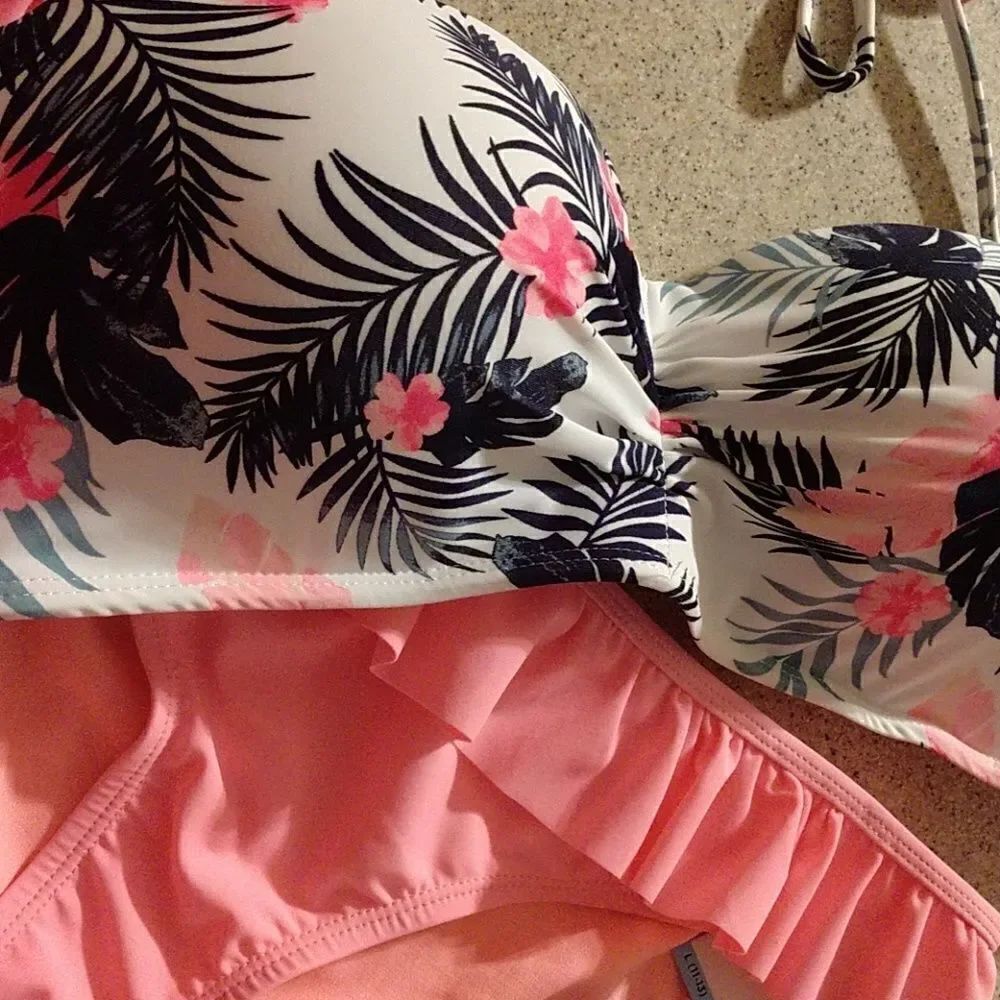 Hibiscus Bikini Top XL Bottoms L